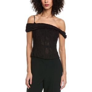 Oscar De La Renta Womens  Drape Sweetheart Floral Top, Black